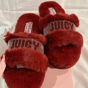 Juicy Couture HALO Faux-Fur Slip-on Slipper Sandals - BURGUNDY 7M